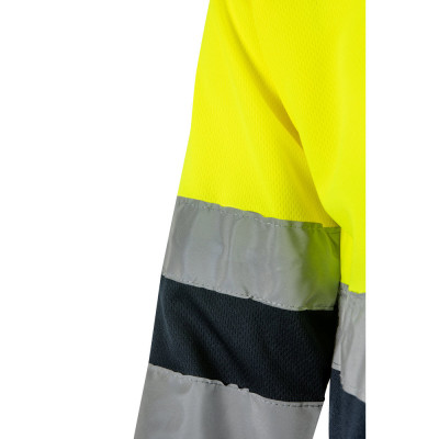 VL VULCAN. Polo bicolor bird-eye (160g/m²) de manga comprida, em poliéster (100)